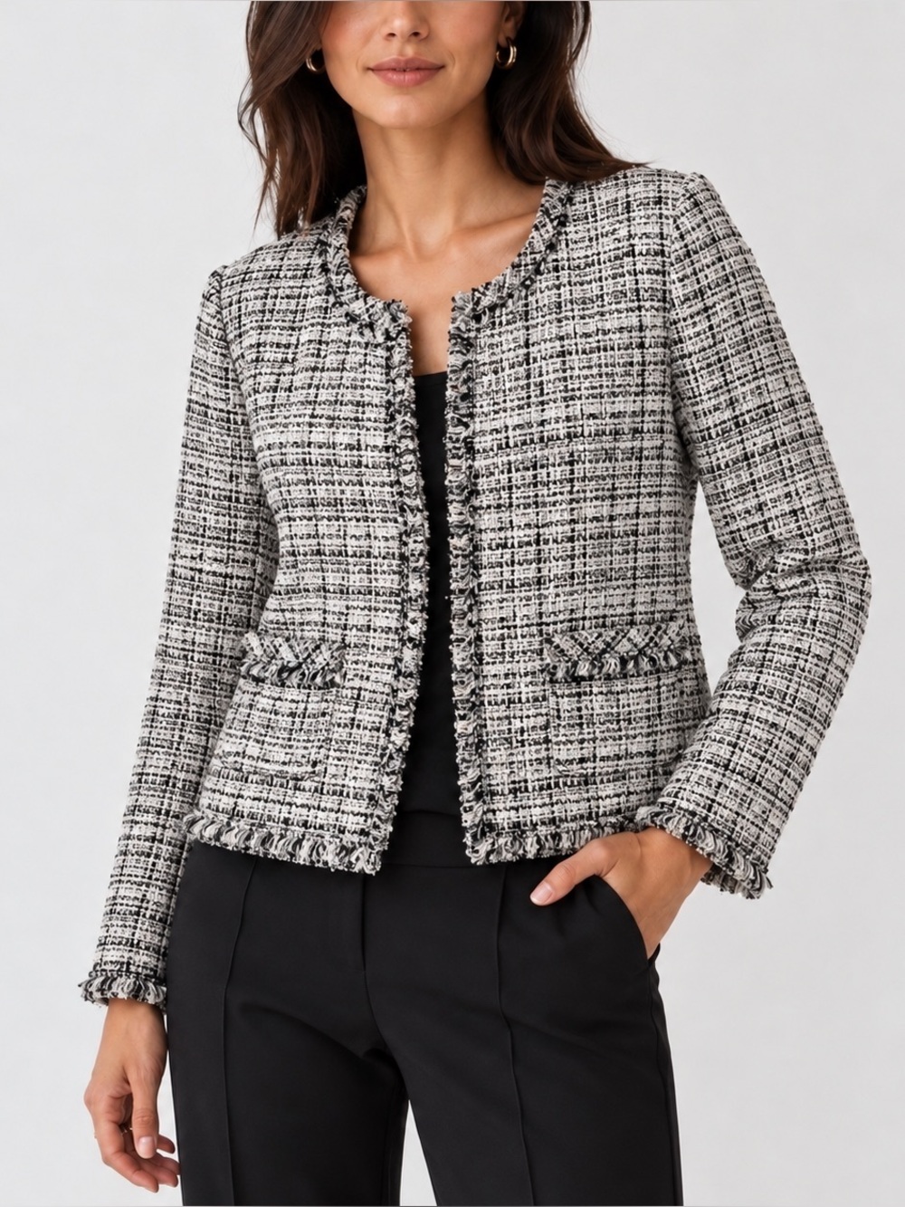 Lafayette 148 New York Tweed Braided Trim Blazer Size XXL